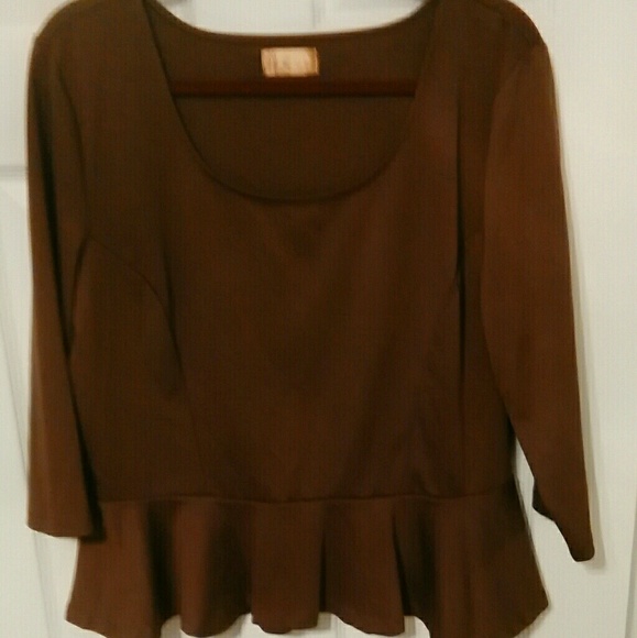 Miss Knowles (Tina Knowles) Tops - Peplum Brown blouse